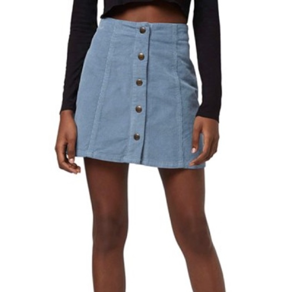 Topshop Blue Corduroy Skirt